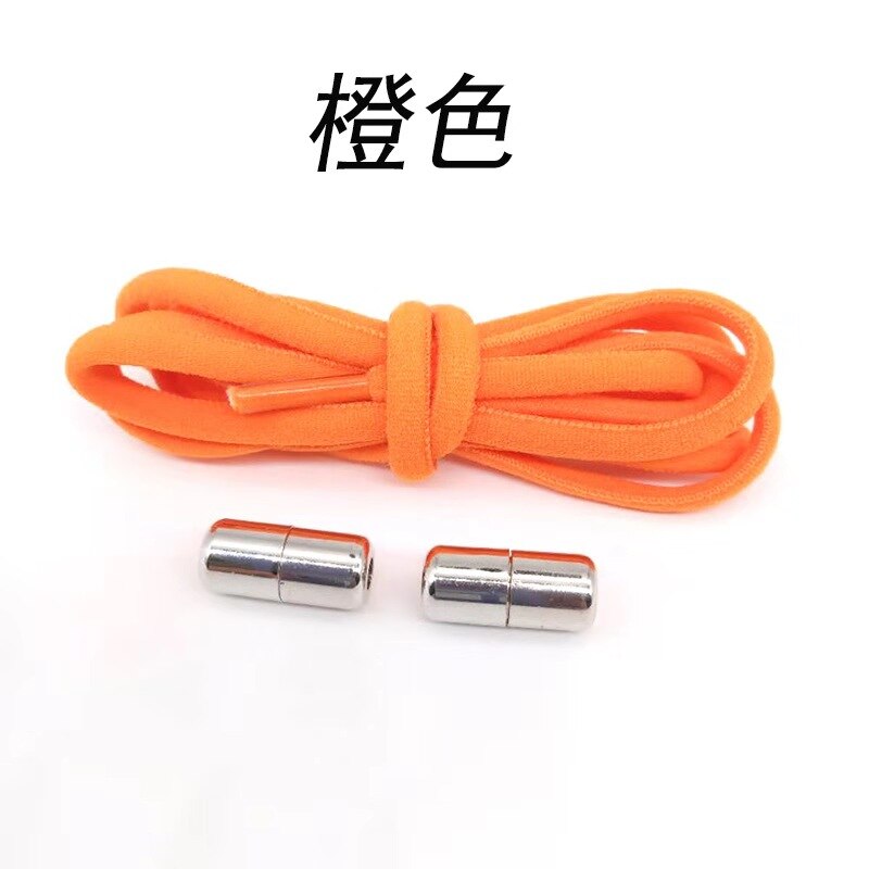 Cordones redondos elásticos para zapatillas de niños y adultos, cordones sin atar, 110cm: Naranja