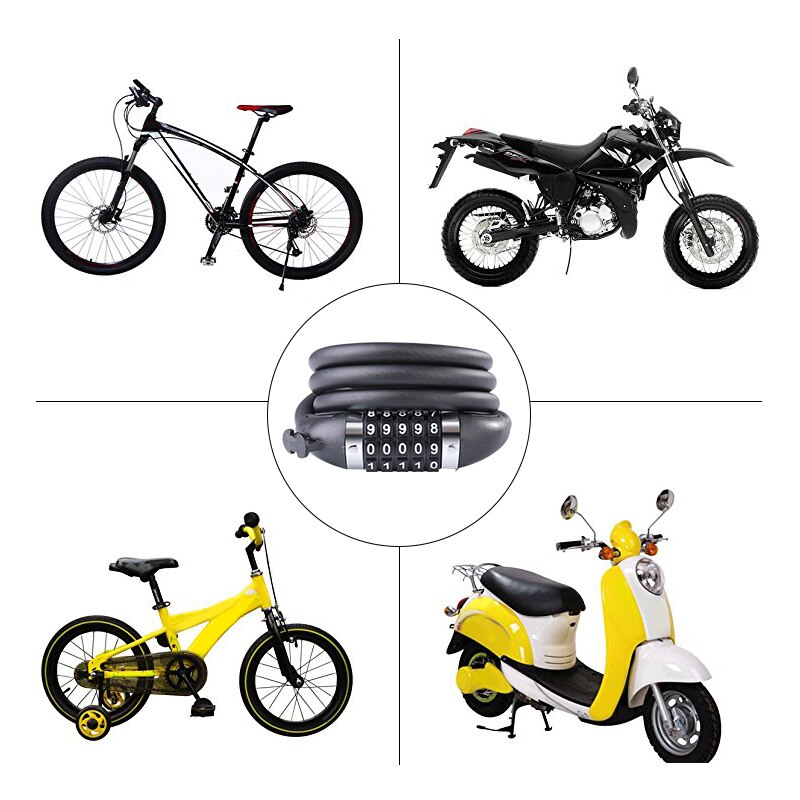 Bicycle Lock 1.2m 1.8m Road Mountain Bike Black Folding Cable Locks cycle lucchetto bici antivol velo MTB Key Code Bicycle Lock