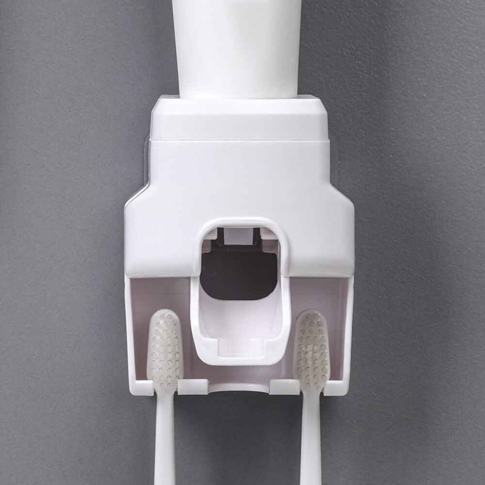 Automatic Toothpaste Dispenser Bathroom Toothbrush Holder Wall Mount Toothpaste Squeezer For Toilet Home Bathroom Accessories: white