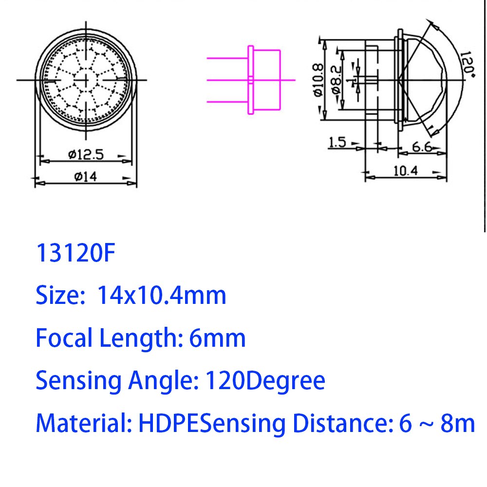 Human Body Infrared Sensor Fresnel Lens Focal Length 6mm PIR Lens PIR Thermal Release Lenses Sensing Distance 6-8m: 13120F / 1pcs