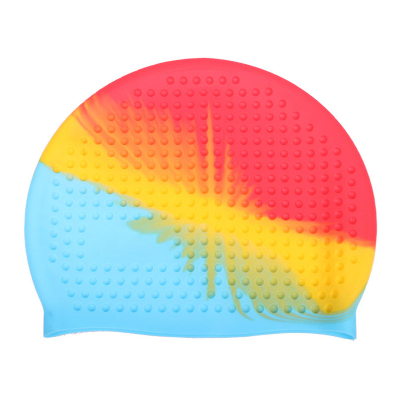 Large Swimming Cap Waterproof Silicone Swim Pool Bathing Caps Hat Long Hair Ear Protection Water Bubble Cap Women Men badmuts: Colorful 2