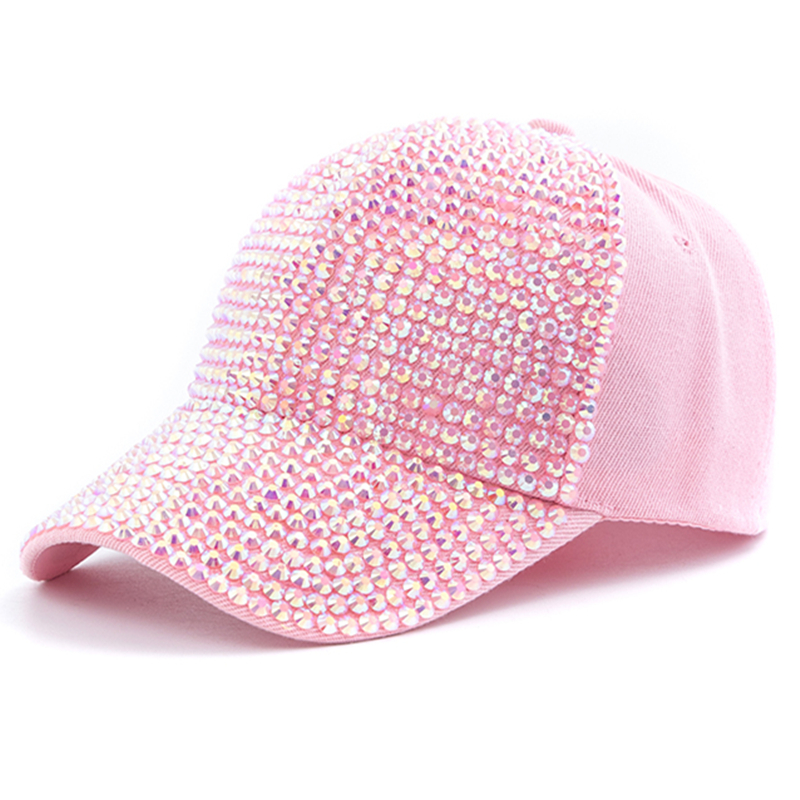 Women Diamond Inlay Cap Simple Plain Baseball Cap Female Adjustable Casual Outdoor Streetwear Hat: PURPLE