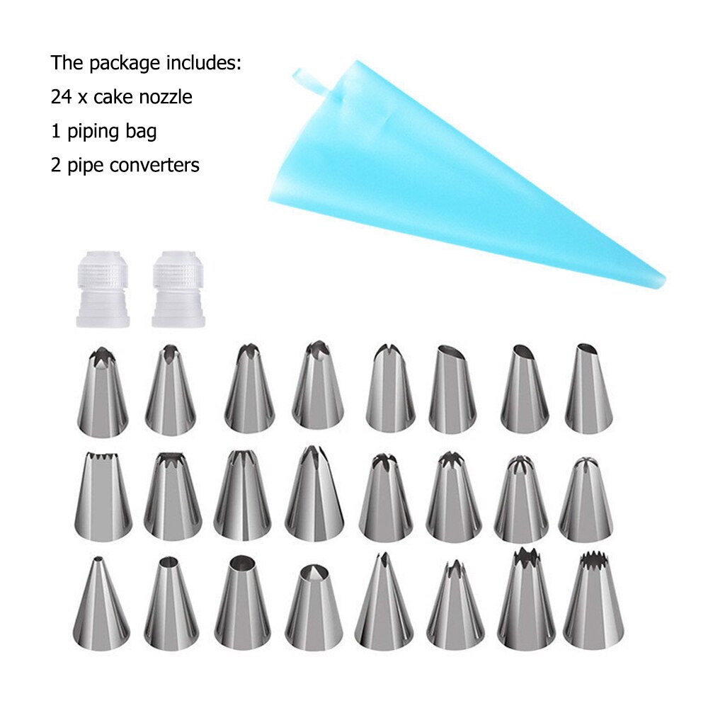 27Pcs Rvs Cake Decorating Tip Pipping Nozzles Pastry Russische Nozzle Tips Voor Zoetwaren Tools Decor Tip Cake Tool