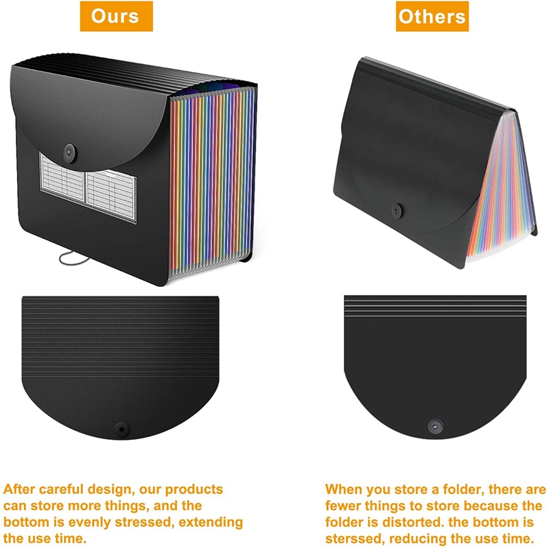 Expanding File Folder 24 Pockets Portable Rainbow ... – Grandado