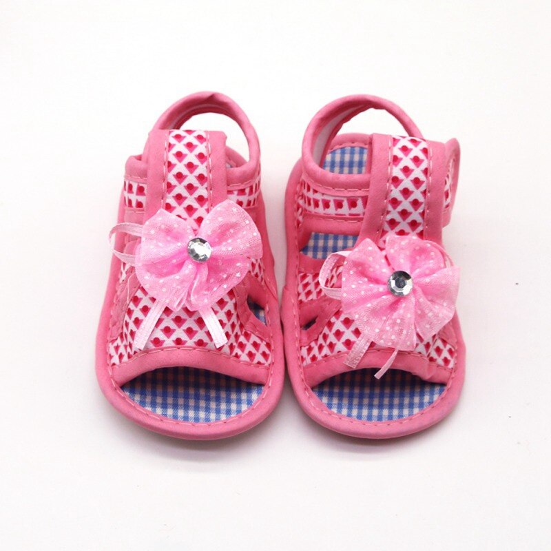 Babymeisjesschoentjes met gaasbloemen en geometrische print, zachte zool en antislip: Roze / 12