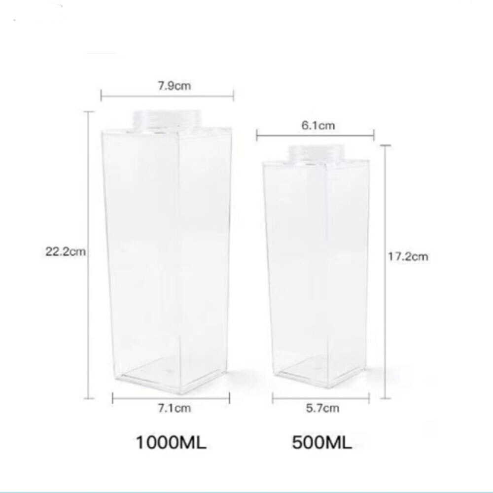 Plastic Milk Carton Transparent Portable Milk Carton Water Bottle Square Juice Bottle Drinker For Outdoor Hiking Travel Camping