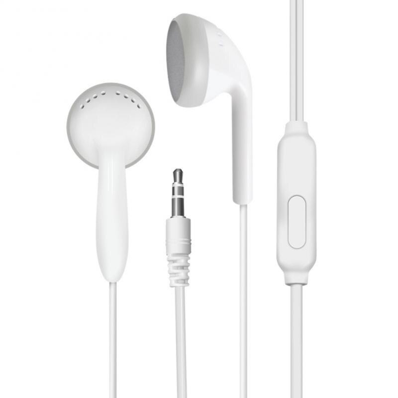 In Ear Earphones Flat Earbuds 3.5mm Wired Sport Headset Stereo Bass Earphone For iPhone 5S 6S Samsung Smartphone With Microphone: White