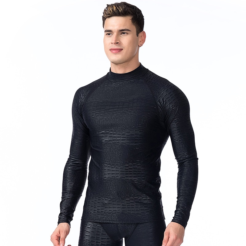 Sbart langærmet rash guard mænd badetøj skjorter solbeskyttende lycra surf våddragt toppe snorkel svømning windsurfing rashguard l