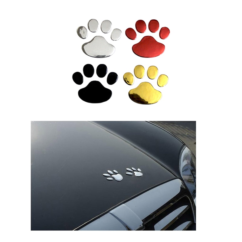 Auto Sticker Cool Poot 3D Dier Hond Kat Beer Voet Prints Voetafdruk 3 M Decal Auto Stickers Zilver Goud rood