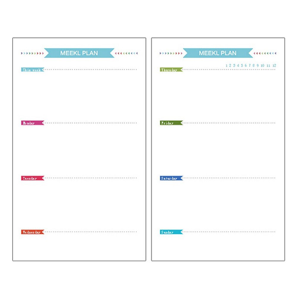 40 Sheets A6 Size 6-Hole Paper Refills For Notebook Planner Journal Dairy (TODO Diary): Settimanale