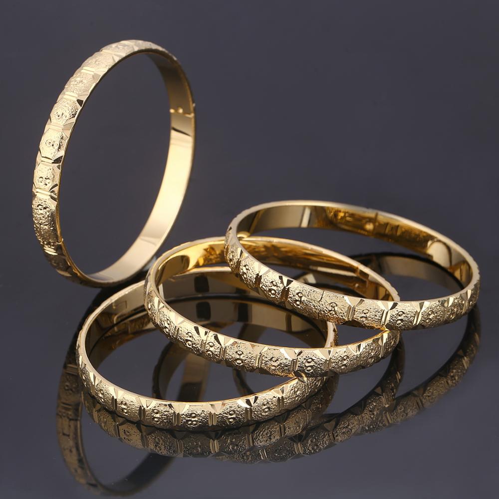 4 Stuks Bangle Sieraden Duabi Ethiopische Goud Kleur Vrouwen Armbanden Sieraden