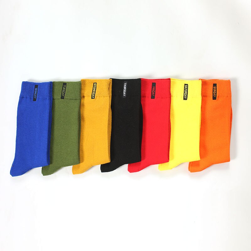 Autumn and winter men socks seven color socks gentleman embroidered cotton tide socks: MULTI