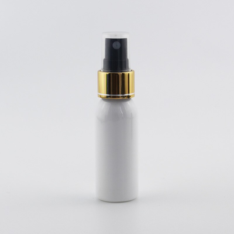 30ml Kleine Plastic Hervulbare Flessen Met Gouden Aluminium Sproeier Pomp 30cc X 50 Mist Spray Container Mini Parfum fles: White Bottle Black