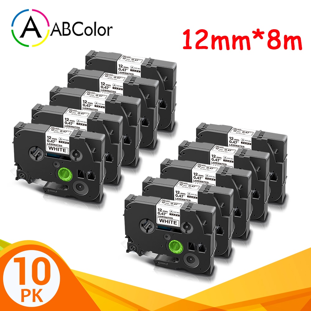 10PK 12mm laminowana taśma etykiet czarny na białym 231 wymiana dla 231 131 431 531 631 731 wstążki drukarki dla drukarka do etykiet