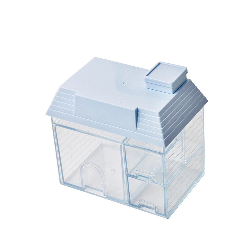 Caja de almacenamiento organizadora de escritorio creativa para casa pequeña, papelería, cosméticos, caja de almacenamiento para dormitorio de niñas, organizador de escritorio: Azul