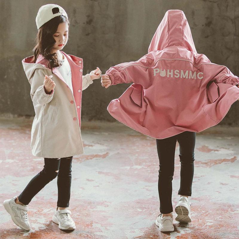 Kinderen meisjes trenchcoat hoodies jas 4 6 8 10 12 13 jaar tienermeisjes kleding dubbelzijdige jas herfst bovenkleding kinderen