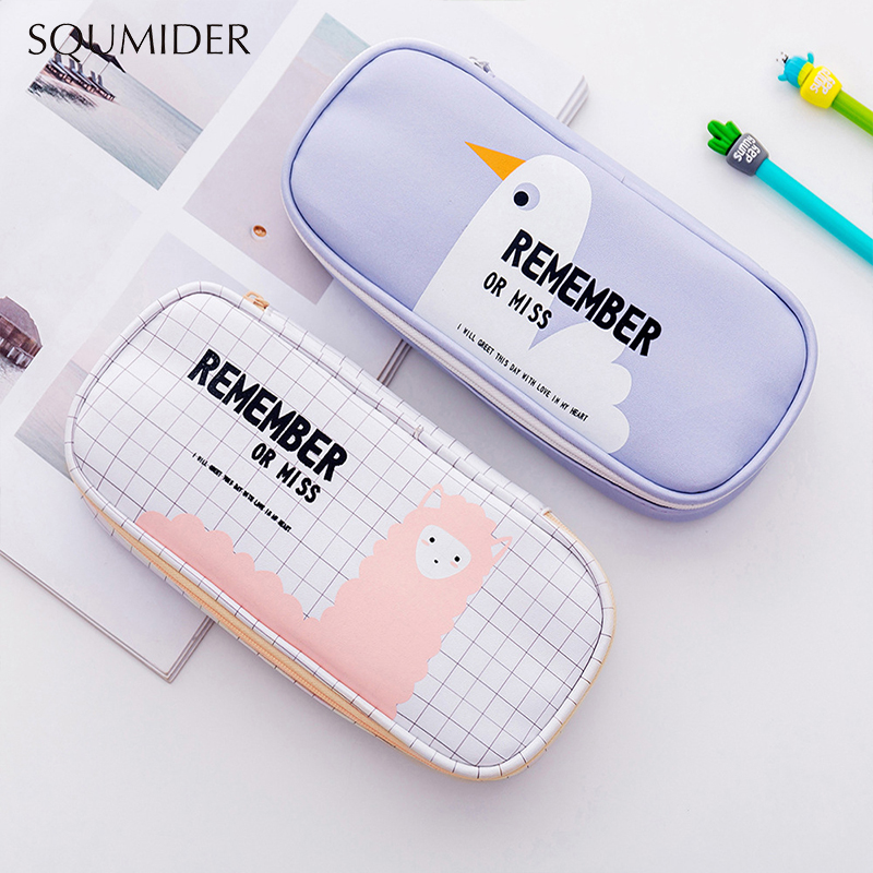 Estuche de lápices de animales para niñas y niños, bolso pluma dibujos , bolsa con cremallera de gran capacidad, suministros de papelería escolar