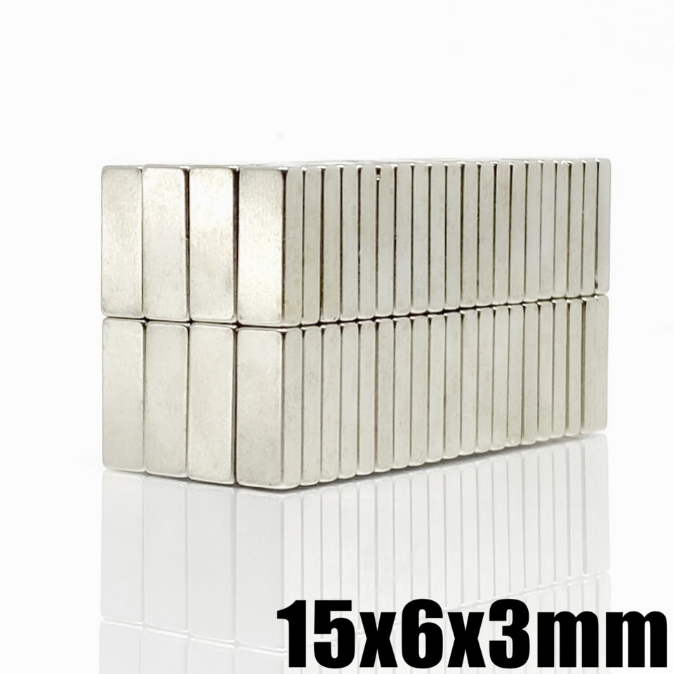 10/20/50/100/500Pcs 15X6X3 Neodymium Magneet 15*6*3 Ndfeb Magneten Blok Super Krachtige Sterke Permanente Magnetische Imanes Blok