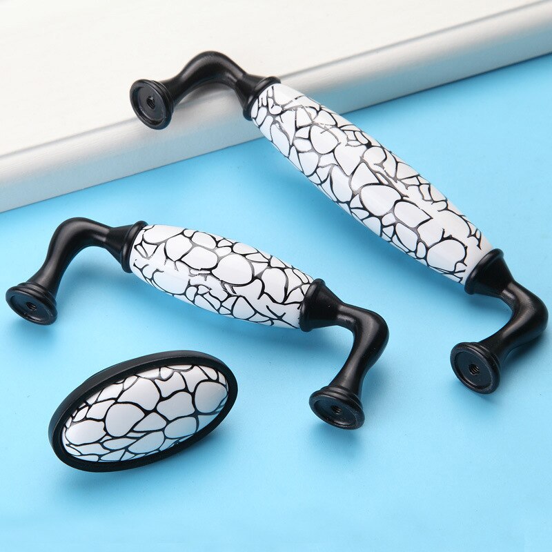 Black/White Ceramic Furniture Handle American Style Simple Kitchen Cabinet Handle Wardrobe Round Drawer Knob
