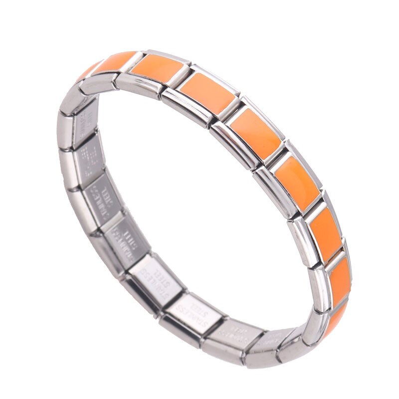 Kvinder smykker orange elastisk stræk energi bevægelse magnetisk germanium italiensk charme armbånd rustfrit stål  st6