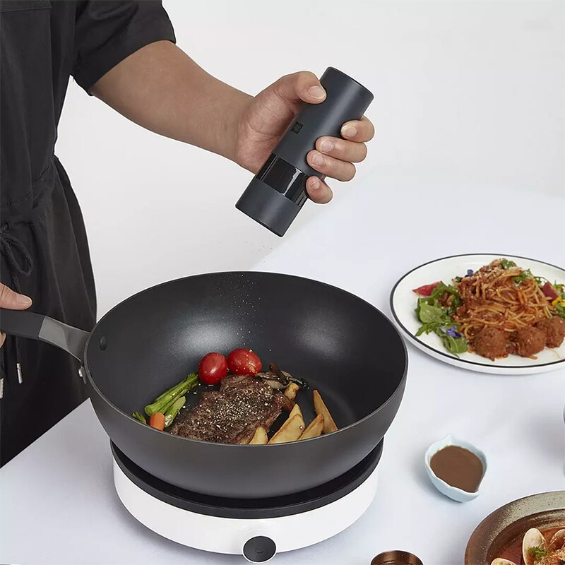 Huohou Electric Automatic Mill Pepper And Salt Grinder 5 Modes LED Light Peper Spice Grain Kitchen Spice Pulverizer