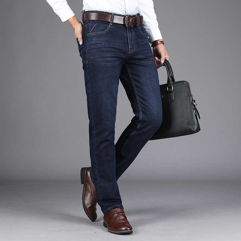 Autumn Winter Smart Casual Jeans Men Slim Fit Denim Pants Straight Hip Hop Skinny Jeans Pants Trousers Male Clothing Big Size