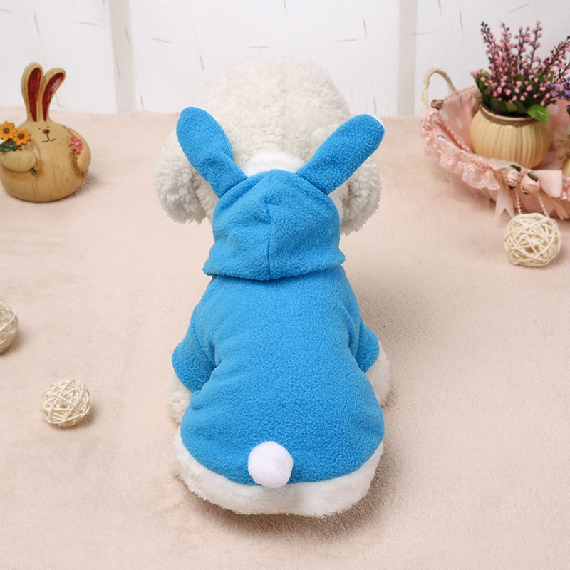 Cute Bunny Pet Dog Costume Clothes Hooded Coat Fleece Puppy Warm Outfit JAN88