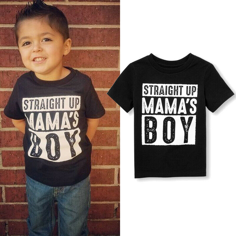 1-6T Kinderen Peuter Jongen Kleding T-shirts T-shirt Zomer Kinderen Baby Jongens Mama's Jongen Katoen Korte Mouw T-shirt zwart