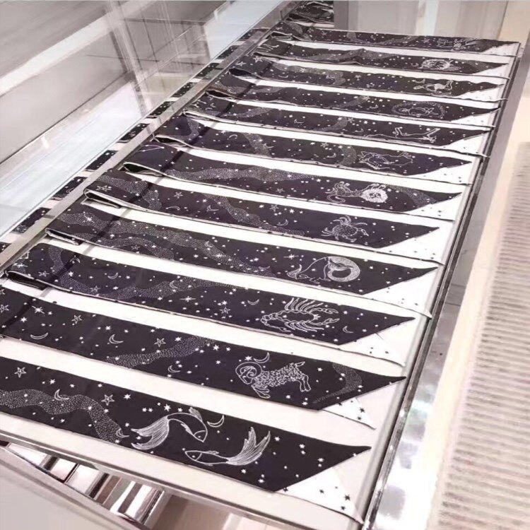 zwölf Konstellation Köper seide kleine Band gebunden tasche griff Band haarband schal Griff Tasche Band Lange Schals