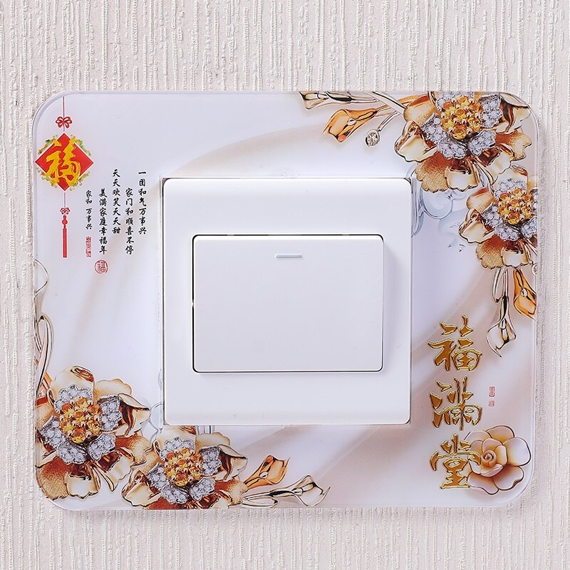 Traditional chinese style Acrylic Socket switch sticker Wall stickers Home decor Living room decoration Light switch cover plate: Q