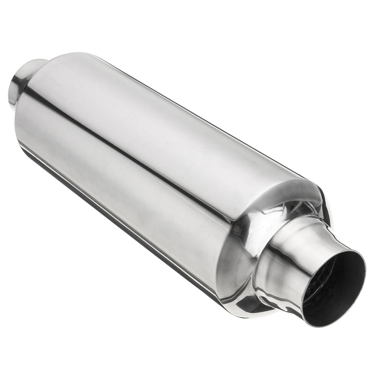 Universal bil avgasrör ljuddämpare resonator 51mm inlopp/utlopp avgasspets rör rostfritt stål