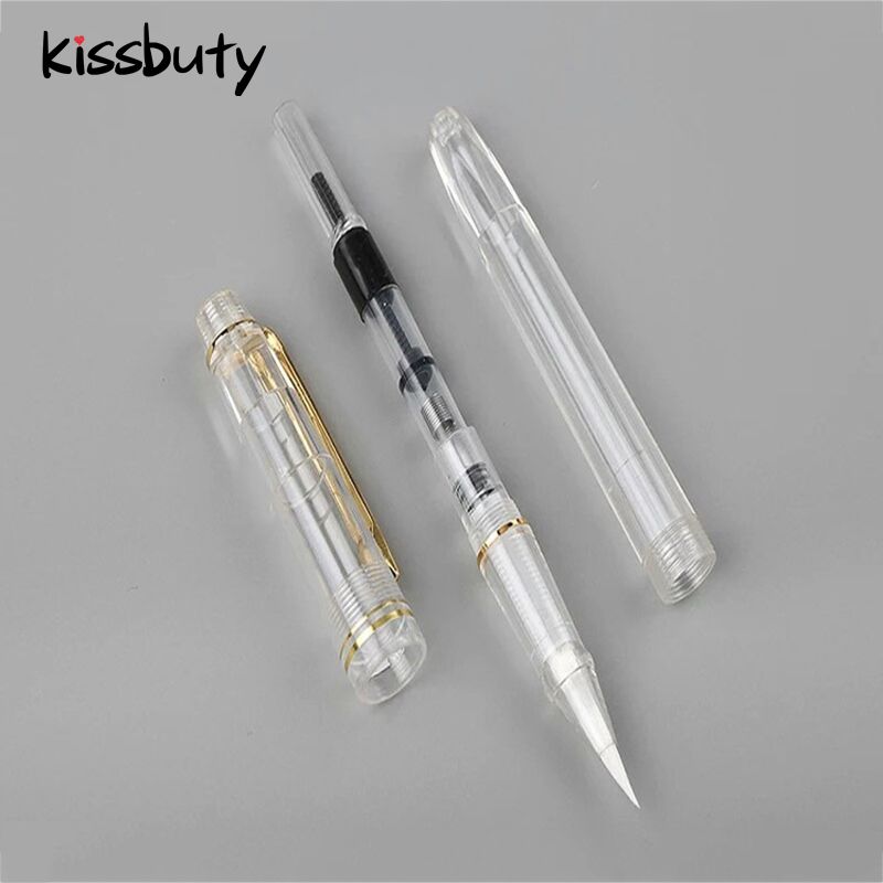 Fountains Brush Pen Transparent Gold Fountain Pen Calligraphy Soft Water Brush Drawing Writing Caligraphy Ink Pen Art Supplies