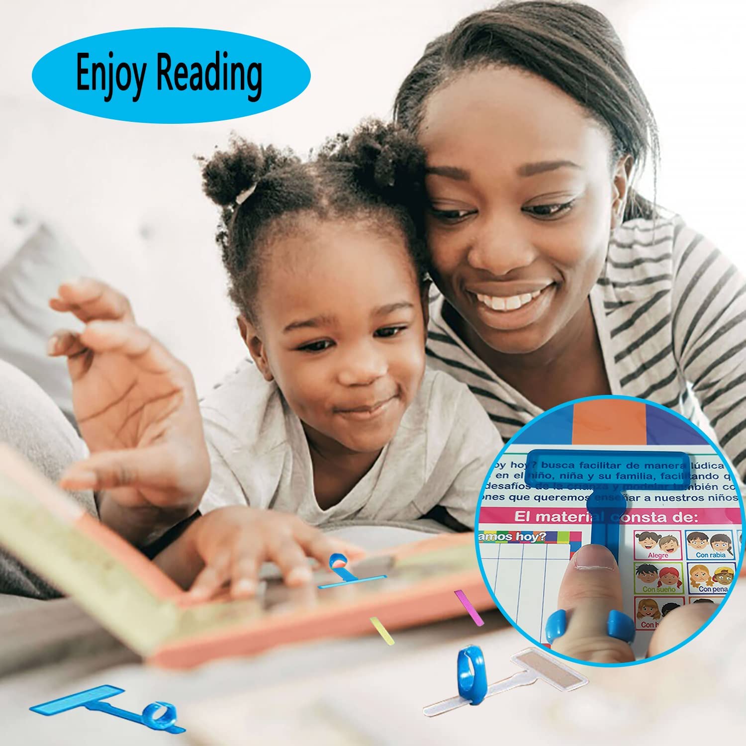 6Pcs Guided Reading Strips Finger Focus Highlighter Dyslexia Tools for Kids for Early Readers Children Reading Magnifier