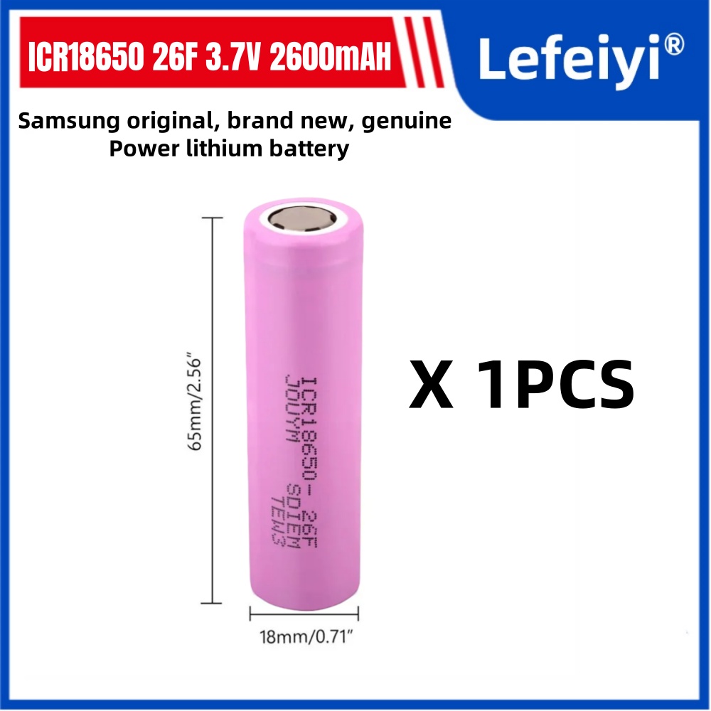 Original 18650 3.7V 2600mAh rechargeable li-ion Battery For ICR18650 26F 2600mAH batteries: green