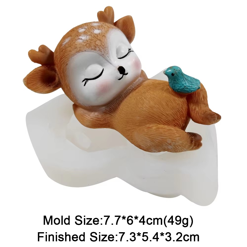 Moule en Silicone cerf Sika, bricolage 3D, bougie de noël, fabrication de savon, argile animale, outils décoratifs, Mastic, ornements en gypse: Blan pur
