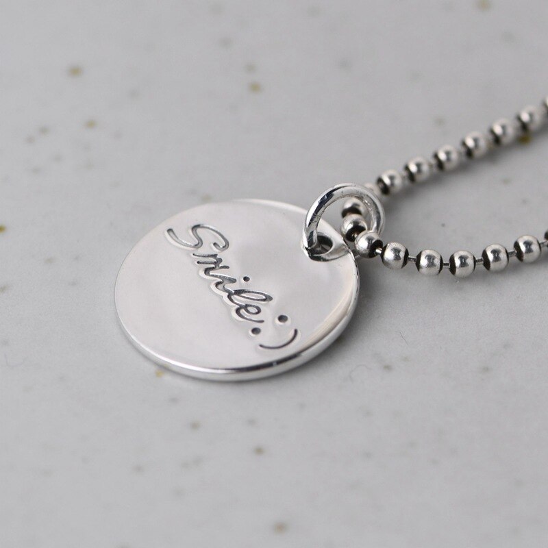 BALMORA Original 100% 925 Pure Silver Letter Pendant For Women Men Smile Couple Pendant Charm Necklace Accessories Without Chain
