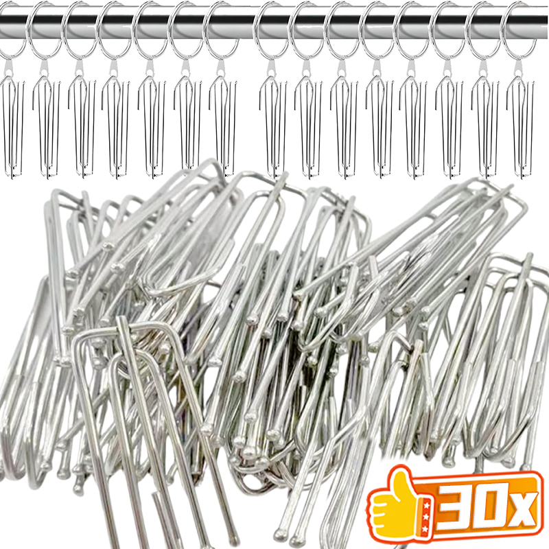 Curtain Pinch Pleat Hooks 4 Prong Curtain Hook Stainless Steel Curtain Pinch Clip Rust-Resistant Drapery Pin Window Pleated Pins