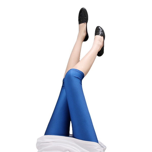 Dam sommar fluorescerande färgade smala capri-leggings glansiga stretchiga strumpbyxor glansiga ogenomskinliga neonleggings för flickor 50-80kg vikt