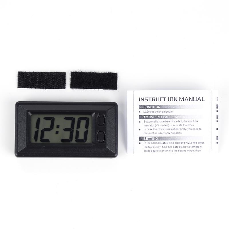 1pcs Self-Adhesive LCD Digital Clock Auto Car Truck Dashboard Date Time Calendar Black Vehicle Electronic Clock
