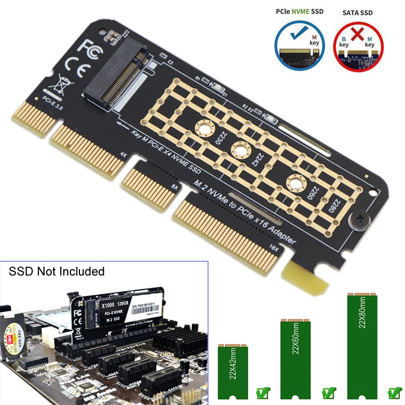 M.2 NVMe SSD Adapter PCI-E 3,0x4x8x16 zu NGFF M Schlüssel Solide Status Stock Konverter karte Für 2230 zu 2282 SSD Unterstützung Sieg 10