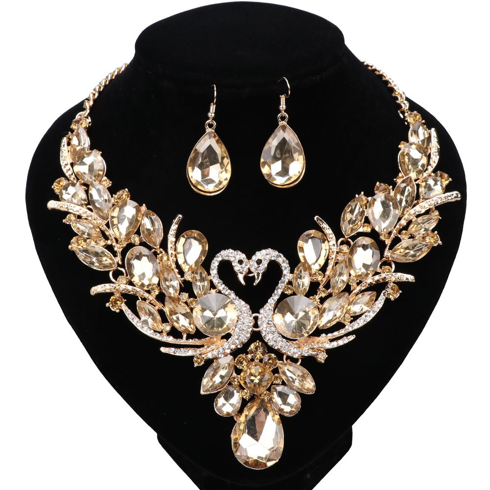 Nigeriaanse Sieraden Set Voor Vrouwen Paars Kwastje Oorbellen Ketting Set Banket Jurk Accessoire Bridal Indian Sieraden: 19
