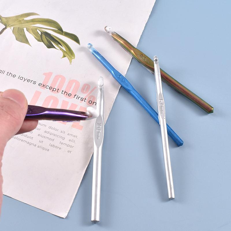 DIY Crystal Crochet Hook Resin Mold Transparent Epoxy Resin Knitting Hook Needles Braiding Hand Sewing Tools Silicone Mold