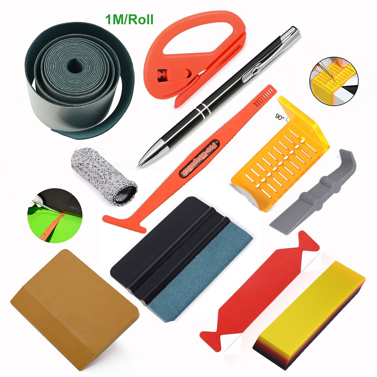 FOSHIO Car Wrap Tools Set Rubber Squeegee Scraper Knifeless Tape Glass Window Sticker Film Tint Install Vinyl Wrapping Tools Kit: Set 8
