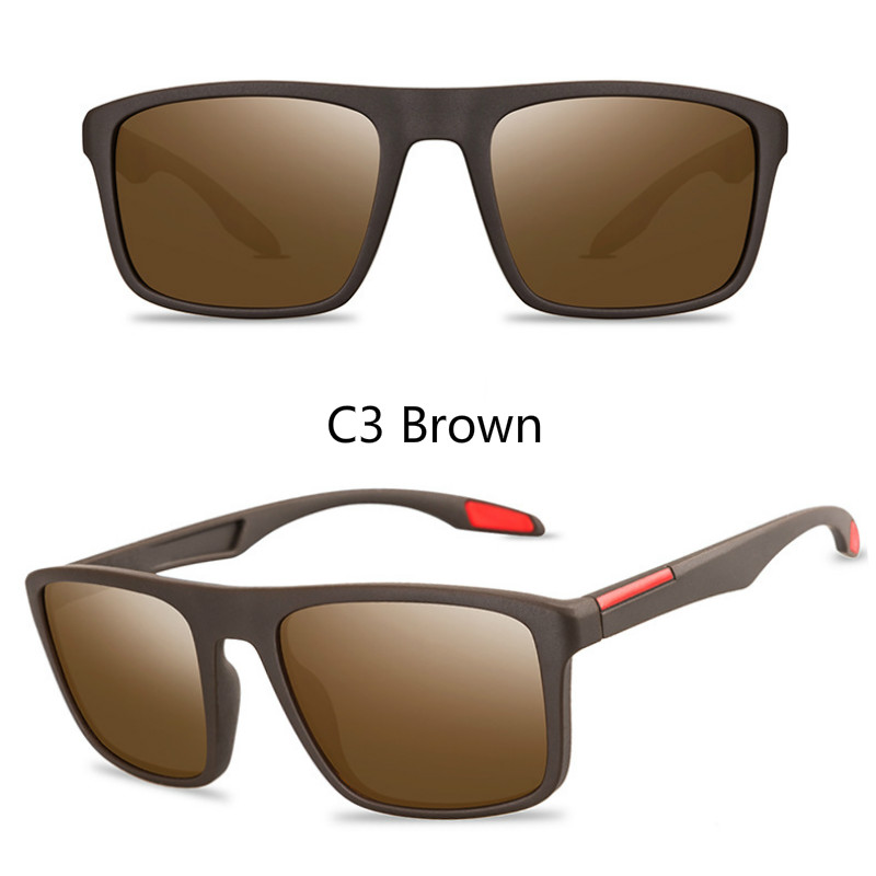 Sort polariserede solbriller mænd kørsel/sports solbriller ovale polariserede nuancer til mænd/kvinder  uv400 briller mandlige hun: C3 brune