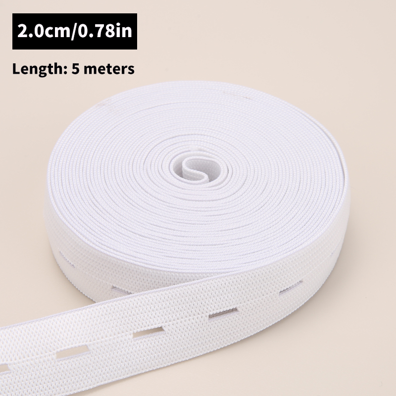 Cinturón elástico con agujero de botón de 5m, cinturón elástico con agujero de botón trenzado, cinturón elástico, accesorios de ropa de costura DIY: Oro