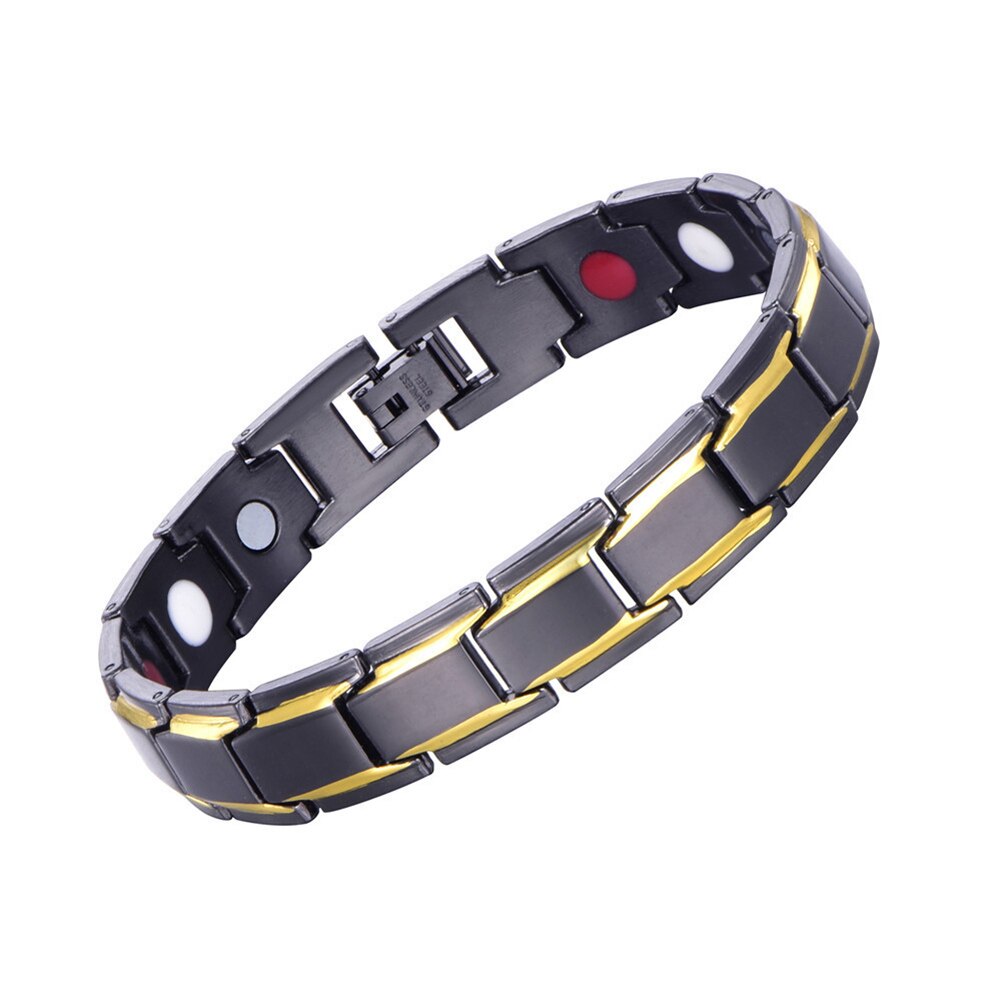 Magnetische therapie armband voor heren, klassiek titanium staal, anti-snurken, gezondheidszorg, gezondheid 99: Goud