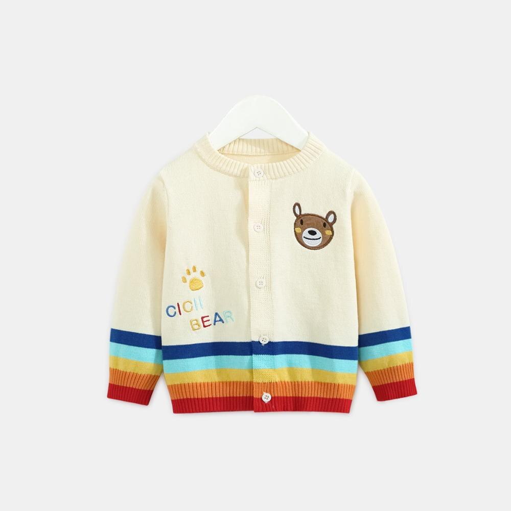 Ciciibear forår efterår bomuldstrøje top baby børnetøj drenge piger strik cardigan sweater børn forårstøj: Hvid / 48m