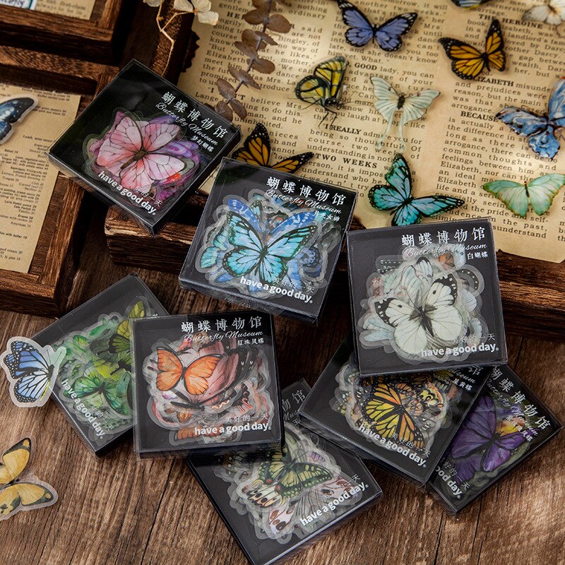 Vlinder Museum Diy Maanlicht Droom Lint Mooie Sticker Decoratieve Dagboek Album Crystal Inkt Pet Art Sticker Pack