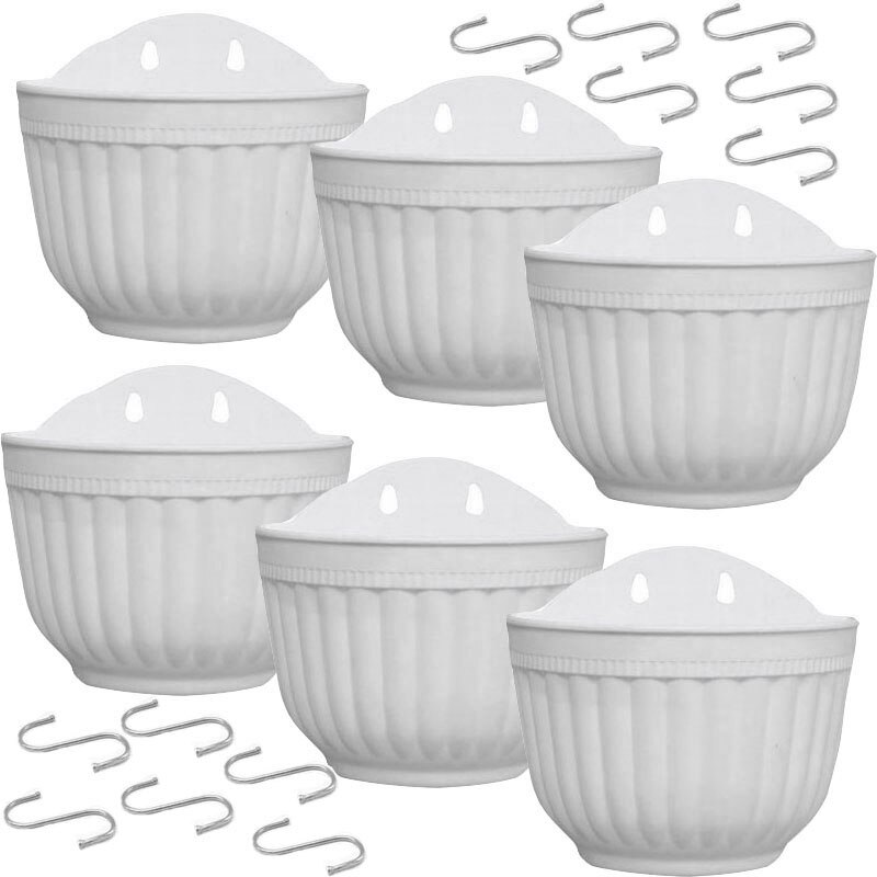 6 pak 8.2 tommer væghængende plantekrukker lodret havevindue hænge kasse beholder til planter blomster urter med krog: Default Title