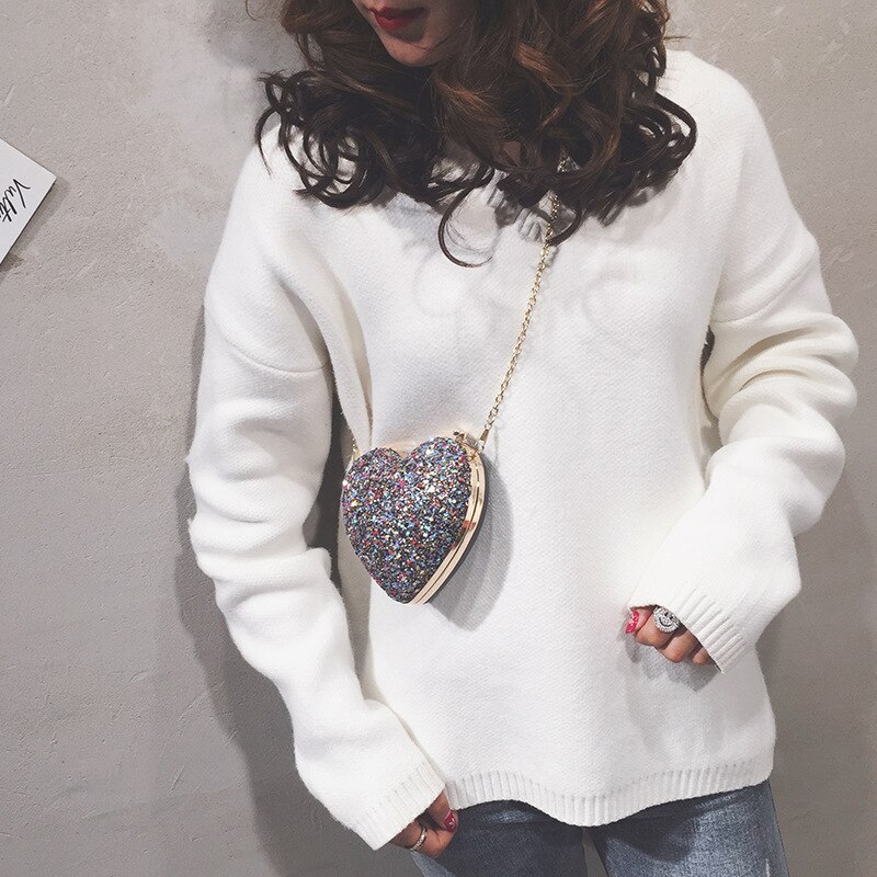Heart Bags for Women Purses Trend Luxury Coin Purse Women's Small Handbag Chain Leather Cute Shoulder Bag Ladies